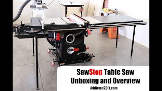 SawStop 3hp Professional Cabinet Saw Unboxing and Overview [upl. by Emile]