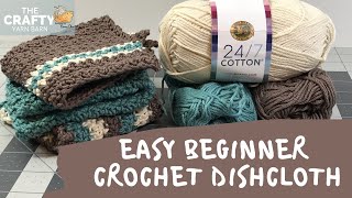 Crochet Dishcloth or Washcloth – Easy step by step tutorial for Beginners [upl. by Jimmie]