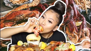 JUICY SEAFOOD BOIL MUKBANG Lobster King Crab Legs Mussels Clams amp MORE [upl. by Jesus]