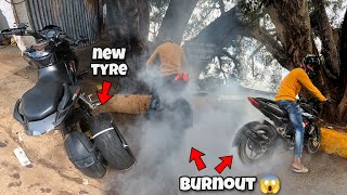 Finally Apni Bike Me New Ceat Zoom rad X1 tyre Lagwa Liya  Burnout 🔥 [upl. by Sucitivel]