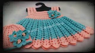 Crochet Baby Dress 03 month part 1 [upl. by Laundes]