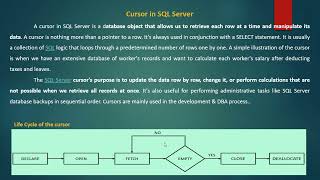 Cursors in SQL Server [upl. by Mylo]