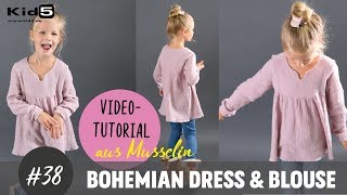 Mädchen Tunika aus Jersey oder Musselin selber nähen DIYNähTutorial [upl. by Anelrac]