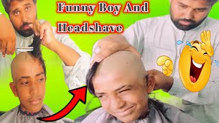 Funny Boy And Headshave  Crying Haircut Video  Full Funny video  Adil Barber [upl. by Hartwell]