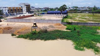 Great team work fast LAND Fill up Processing 5Ton Dump Truck with Dozer KOMATSU Push soil Clear land [upl. by Leirej504]