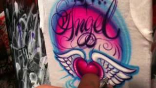 Crisp LinesHow to airbrush a t shirt design with crisp clean lines by Jaime Rodriguez [upl. by Lsil]