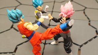 DRAGON BALL STOP MOTION SHFiguarts GOKU BLACK VS SON GOKU AND VEGETA VEGETTOVEGITO [upl. by Artenek]