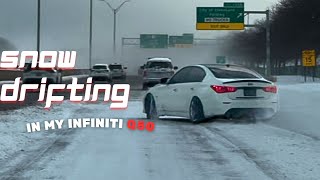 Q50 SNOW Drifting  CRAZY SLIDESSPINOUTS [upl. by Hamilah]