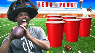 Cam Newton plays GIANT Football Fear Pong Ft Brandon Marshall amp Lou Young [upl. by Shing]