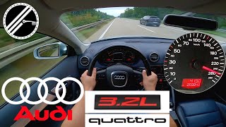 Audi A3 32 VR6 quattro S tronic 250 PS Top Speed Drive On German Autobahn No Speed Limit [upl. by Edric]