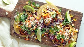 Spicy Grilled Shrimp Tacos Recipe with Papaya and Mango Salsa [upl. by Halona394]