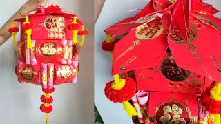 Chinese New Year lantern 042  Lampion dari angpao dan kawat bulu  红包扭扭棒灯笼🏮 [upl. by Nya]