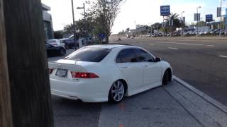 Extremely low Acura TSX Trying not to scrape leaving cars and coffee [upl. by Aiuqat]