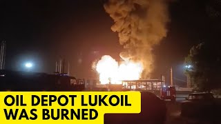 In the Krasnodar Territory drones set fire to the Lukoil oil depot [upl. by Sanfo]