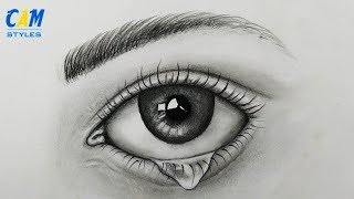 How to Draw a Realistic Eye with Teardrop [upl. by Chancey]