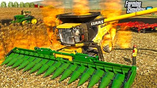 MY COMBINE STARTED ON FIRE amp BURNT DOWN ROLEPLAY  FARMING SIMULATOR 22 [upl. by Oeflein]