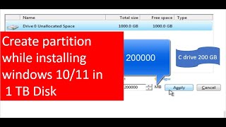 how to create partition while installing windows 10 create partition while installing windows 11 [upl. by Irat]