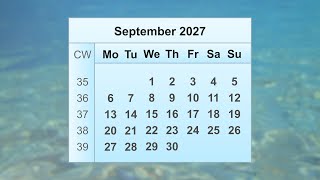 September 2027 Calendar [upl. by Brad430]