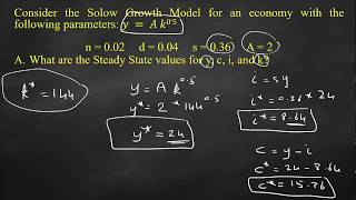 Solow Growth Model Example [upl. by Aleiram]