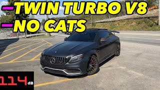 Mercedes C 63s AMG 40L TT w CATLESS STRAIGHT PIPE [upl. by Weiner805]