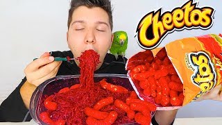 BIG BITES Flamin Hot SPICY CHEETOS Cheesy Puffs Instant Ramen Noodles SOFT SPOKEN • MUKBANG [upl. by Ennasus]