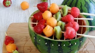 Pastèque barbecue et brochettes de fruits  Recette facile en video [upl. by Tumer322]