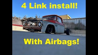 Installing a four link rear end and Airbag suspension Dodge D100 D200 race truck [upl. by Htiel]