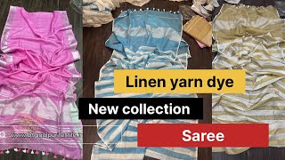 Pure linen multi color stripes saree  pink colour linen saree  New Collection of linen saree [upl. by Notsuj339]