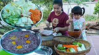 Cute chef Siv chhee help mom to cook  Beef steak cook for children  Cook and eat [upl. by Iras]