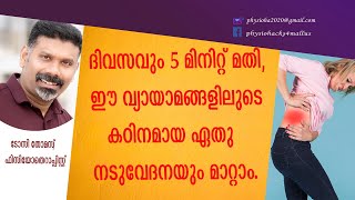 ദിവസവും 5 മിനിറ്റ് ഉണ്ടോ ഈ വ്യായാമങ്ങളിലുടെ കഠിനമായ ഏതു നടുവേദനയും മാറ്റം Spinal stenosis exercises [upl. by Ariana]