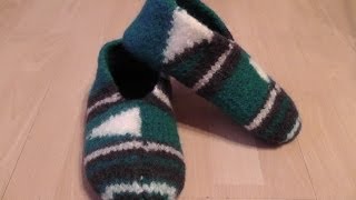 Pantoffeln Hausschuhe für Männer stricken und filzen  Gr 42  43 [upl. by Arannahs]