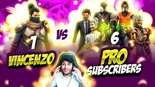 Vincenzo vs Pro Subscribers  1 vs 6 🤯  Garena Free Fire [upl. by Arette843]