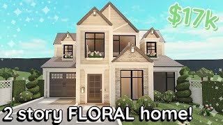 17k Floral Soft Bloxburg House Build 2 Story Exterior Tutorial [upl. by Wade124]