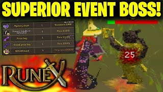 FINALLY ENCOUNTERED A SUPERIOR EVENT BOSS EVENT GRINDS 100 Bond Giveaway  RuneX RSPS [upl. by Immij]