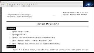 Travaux dirigés N°02 Réseaux Informatiques Locaux [upl. by Mateusz]