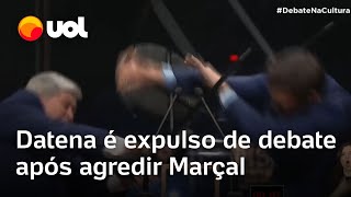 Datena agride Pablo Marçal com cadeirada e é expulso Cena absurda diz apresentador da TV Cultura [upl. by Alyakam]