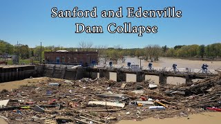 Sanford and Wixom Flood 2020  Drone  Dam Collapse [upl. by Huoh]