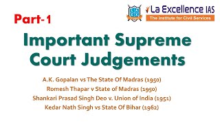 Part 1 50 Important Supreme Court Judgements Polity Value Addition Mana La Excellence [upl. by Avraham]