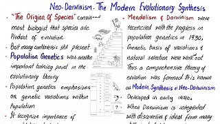 Neo darwinism The modern evolutionary synthesis  class 12 [upl. by Guod376]