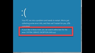 SYSTEM SERVICE EXCEPTION в Windows 10 Ошибка BSOD BLUE SCREEN Решено [upl. by Hammel662]