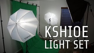 Review of Kshioe photography lighting set with umbrellas softboxes and backdrops [upl. by O'Rourke]