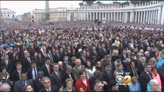 Thousands Pack St Peters Square For Canonization Of John XXIII and John Paul II [upl. by Inva]