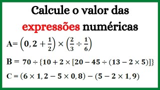 Expressões Numéricas  Chaves Colchetes e Parênteses  NQ161 [upl. by Eldridge27]