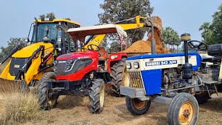 Jcb 3dx Eco Backhoe Loader Machine Loading Red Mud In Mahindra and Swaraj Tractor  Jcb and Tractor [upl. by Bathsheba]