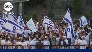 Israeli nationalists participate in controversial Jerusalem Day march [upl. by Nnaytsirk]