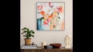 Simple Abstract Flowers Acrylic Painting  For Beginners MariArtHome [upl. by Cruickshank]