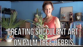 Creating Succulent Wall Art On Palm Debris [upl. by Notnirb]