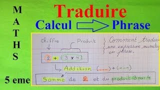 Math 5eme traduire une expression numérique en une phrase [upl. by Nimajneb573]