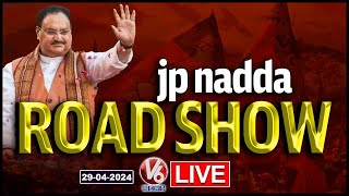 LIVE  JP Nadda Road Show In Nizampet  V6 News [upl. by Cornall]