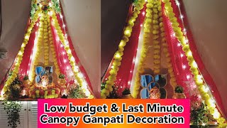 Canopy Ganpati Decoration  Ganesha Chaturthi Decoration At Home Ganesha Pooja Decoration 2023 [upl. by Arebma]